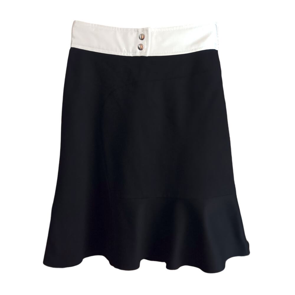M MISSONI Flared Whimsigoth Skirt 6 Aline Fairy Cream Satin Waistband Black Knit